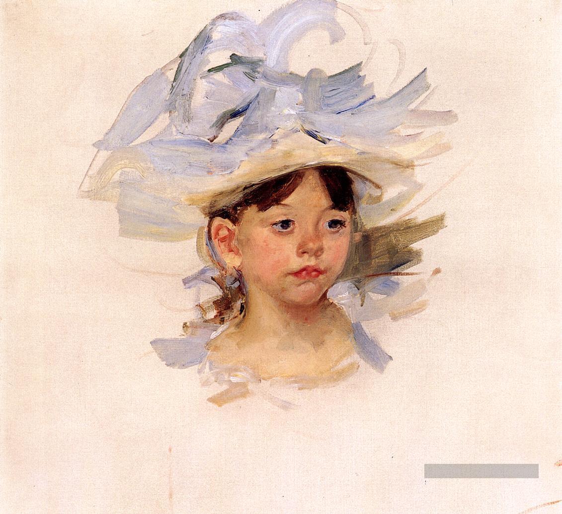 Croquis d’Ellen Mary Cassatt dans un grand chapeau bleu mères des enfants Mary Cassatt Peintures à l'huile